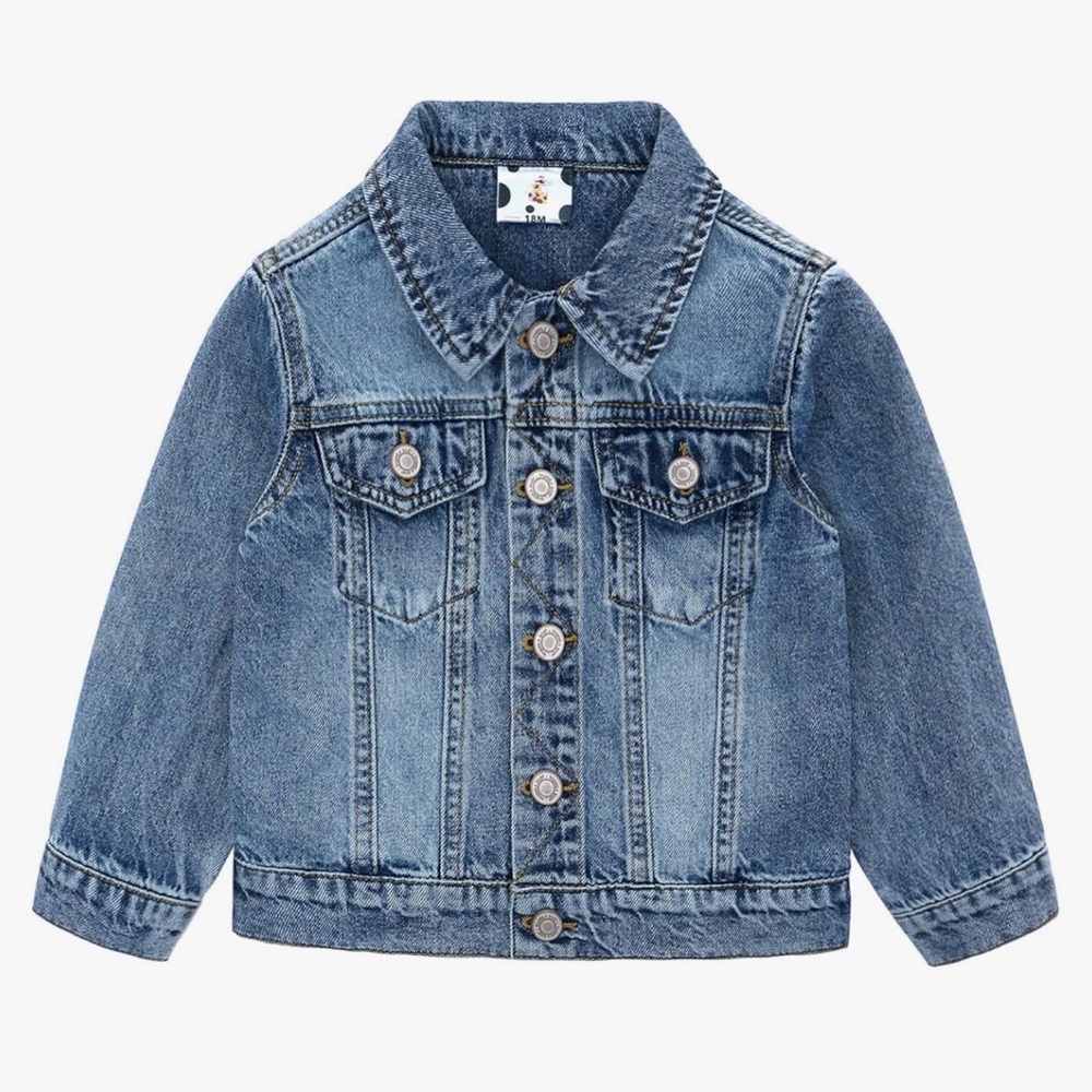 159 NIB famuka Unisex Button Down Denim‎ Jacket - Size: 120 (4-5Y)